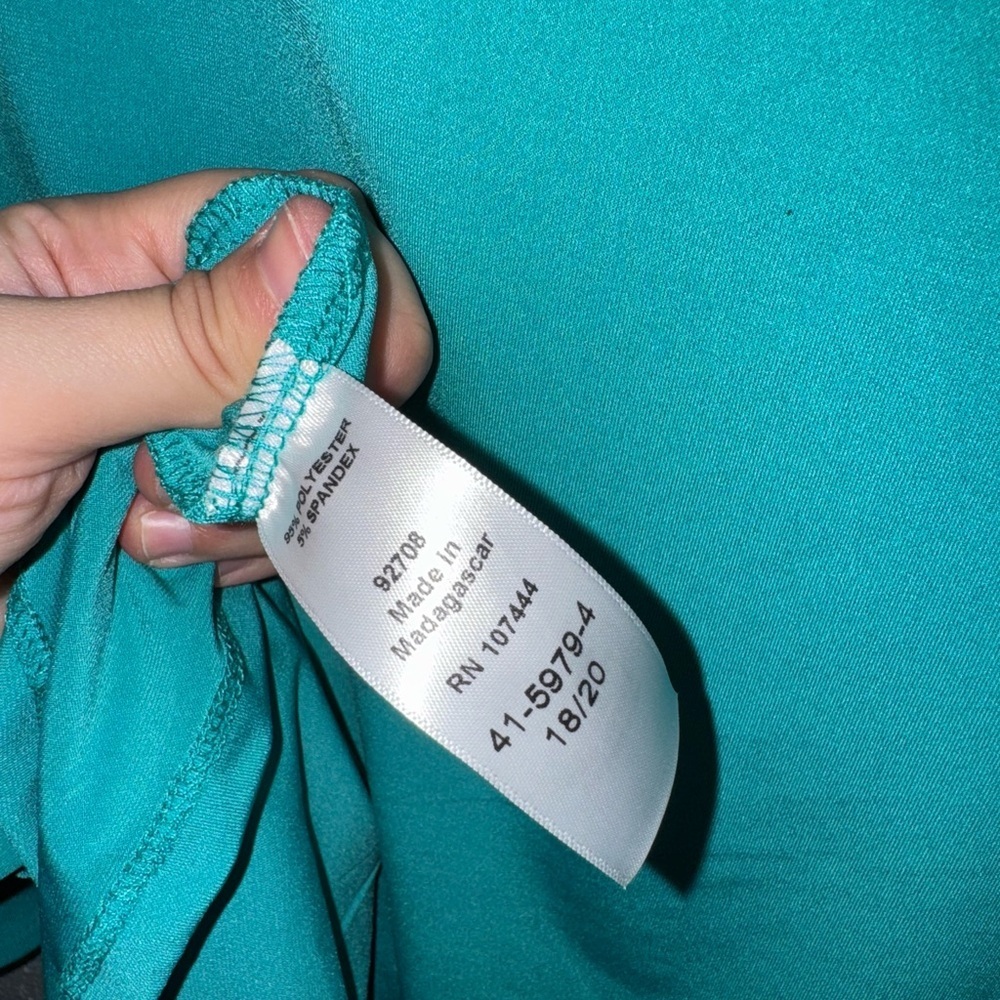 Jessica London Teal V-Neck Shirt - Picture 3 of 4